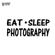 Adesivo de vinil qypf para carro, 15cm * 6cm, engraçado, comendo o sono, fotografia, decalque, preto, prateado 2024 - compre barato