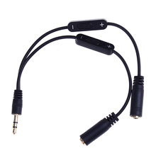 Divisor de fone de ouvido 3.5mm, adaptador de áudio estéreo macho para 2 fêmea de volume + controle de cabos de extensão de fone de ouvido 2024 - compre barato
