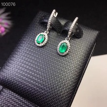 Pendiente de Esmeralda auténtica Natural, pendientes de plata de ley 925, 4x6mm, 2 uds., Envío Gratis 2024 - compra barato