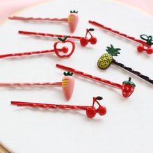 NEW 2Pcs/Set Fruit Hair Clips Strawberry Cherry Pineapple Hairpins Barrette 5.5cm Metal U-shaped Plated Bobby Pins for Women 2024 - buy cheap