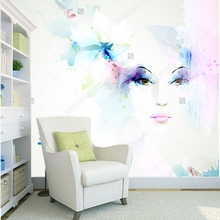 Modern Wallcoverings,women face with flowers,3D photo mural for living room clothing store barber shop wall papel de parede 2024 - buy cheap