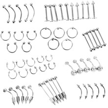 PINKSEE 60Pcs/Lot Mixed Stainless Steel Body Piercing Jewelry Lip Nails Tongue Piercing Navel Belly Rings Wholesale 2024 - buy cheap