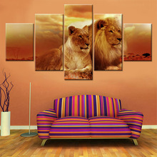 Impresión artística en lienzo para pared, imagen de póster en HD de Pintura Modular, decoración de León de pradera, marco de sala de estar moderno para el hogar 2024 - compra barato