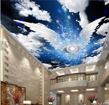 Custom ceiling wallpaper. Angel wings and star murals for the living room bedroom ceiling background wall vinyl papel de parede 2024 - buy cheap