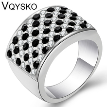 Anéis de cristal estilosos para mulheres, anéis de aço inoxidável 316 com pontos pretos para festa, presente, atacado 2024 - compre barato