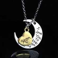 Necklace Moon Heart English Alphabet Family Pendant Necklace For Family Mom Dad Sun Daughter Sister Brother Grandma Grandpa Aunt 2024 - buy cheap