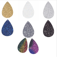 5pcs/lot New Fashion Leather Teardrop Glittery Charms Connectors For DIY Earrings Pendant Jewelry Making Handmade Accessories 2024 - buy cheap