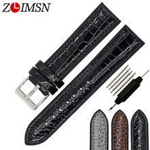 ZLIMSN New Trend Genuine Leather Nature Rubber Waterproof Ventilation Sports  Silicone Watch Strap Buckle Black Coffee 20MM 22MM 2024 - buy cheap