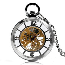 Классические Прозрачные модные механические часы, винтажные коллекционные часы с арабскими цифрами, карманные часы, ручная работа, подарок для мужчин и женщин 2024 - купить недорого