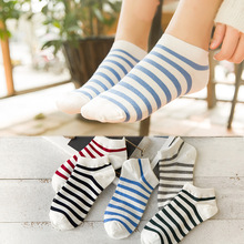 10 pieces = 5 pairs new spring and summer socks women stripe shallow mouth socks Cotton antiskid stealth women socks slippers 2024 - buy cheap