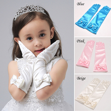 Fashion Long Satin Gloves For Children Wedding Flowe Girls Dress Glove Finger Stretch Kids White Dance Mittens  Accessories 2024 - buy cheap