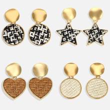 Dvacaman Gold Woven Rattan Drop Earrings for Women Gift Heart Round Dangle Statement Earring Geometric Jewelry Wholesale 2019 2024 - buy cheap