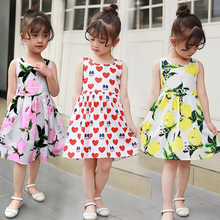 Детское летнее платье без рукавов, с принтом лимона 2024 - купить недорого