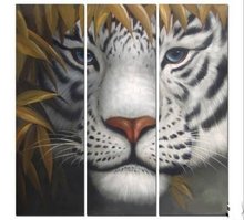 hand-painted The Terrible tiger High Q. Wall Decor Modern Animal Oil Painting on canvas 8x24inch 3pcs/set mixorde Framed 2024 - buy cheap