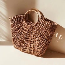 NEW Summer Women Durable Weave big Beach Bag Shoulder Bag Casual Round Rattan Straw Bags Bohemia Style Travel Bag INS Popular 2024 - buy cheap