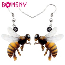 Bonsny Acrylic Sweet Honey Bee Earrings Drop Dangle Animal Insect Decoration Jewelry For Women Girls Teens Charms Gift Wholesale 2024 - buy cheap