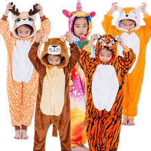 Disfraz de ciervo SICA para niños, unicornio, Tigre, León, zorro, franela, Kigurumi, pijama, Halloween, Carnaval, fiesta de disfraces 2024 - compra barato