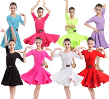 Girls Green Blue Latin dancing dress Kids Ballroom Salsa Dance wear Outfits Children's Party Stage wear costumes 2024 - buy cheap