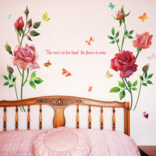 DIY Flores Rosa Flor Adesivos de Parede Sala de estar Decoração Wallstickers Vinil Murais Cartazes À Prova D' Água Piso Casa Decoração do Quarto 2024 - compre barato