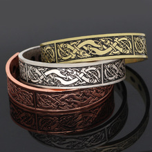 men nordic viking odin wolf Geri and Freki amulet bracelet with valknut rune gift bag 2024 - buy cheap
