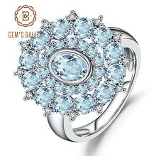 Женское кольцо с топазом, из серебра 925 пробы с натуральным небесно-синим топазом 2024 - купить недорого