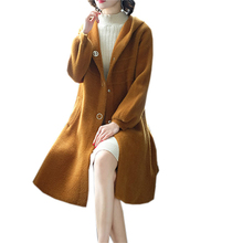 Casacos de pele falsa feminino, jaqueta longa e grossa solta de pele falsa com capuz para outono e inverno fp1435 2024 - compre barato