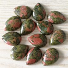 Wholesale 25x18mm charm teardrop CAB CABOCHON natural unakite stone beads for DIY jewelry Free shipping 20pcs no hole 2024 - buy cheap