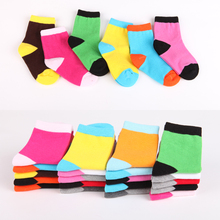 10 pairs / lot Children Socks Spring&Autumn Cotton Candy Color Bright Spell Color Boys Girls socks 1-9 Year Kids Socks 2024 - buy cheap