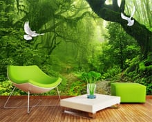 Beibehang Fresh green forest big tree photos 3D wallpaper living room bedroom decoration wallpaper for walls 3 d murals tapeten 2024 - buy cheap