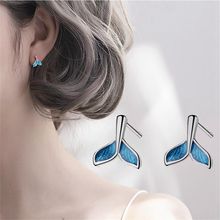 QIAMNI Trendy Korean Cute Tiny Blue Fish Tail Stud Earring Party Christmas Gift Ocean Animal Earrings Pendientes Piercing Bijoux 2024 - buy cheap