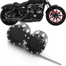 2 pcs Profundo Borda Corte Porca Do Eixo Da Frente Tampa Do Parafuso Da Tampa Kit V-Haste de Alumínio Preto Para Harley Dyna Touring Sportster XL883 XL1200 2024 - compre barato