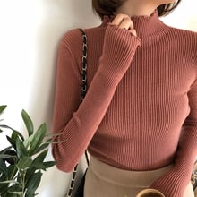 Sueter Mujer Invierno 2021 New Ruched Women Sweater Slim Vintage Clothes Knitted Turtleneck Elastic Fall Winter Women Pullovers 2024 - buy cheap