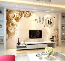 3d wallpaper custom Non-woven Embossment pattern sitting room background wall painting background wallpaper 2024 - buy cheap