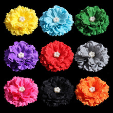 120pcs/lot 11CM 20 Colors Newborn DIY Chic Shabby Artificial Shaped Fabric Hair Flowers With Decorative Button For Kids Headband 2024 - buy cheap