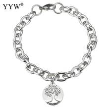 YYW Wholesale Jewelry Accessories Link Bracelets Tree Charm Drop Oval Chain Punk Rock Male Stainless Steel Jewelry Bracelets 2024 - buy cheap