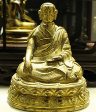 wholesale factory Old Chinese Tibet Buddhism Temple Bronze 24K Gold Lama Guru Buddha Statue AE1024 AB1025 2024 - buy cheap