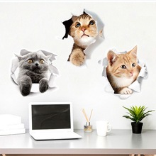 Pegatinas de animales de dibujos animados Urijk 3D en el asiento del inodoro lindos gatos PVC pegatina de pared de baño refrigerador puerta decoración pegatinas 2024 - compra barato