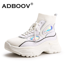 ADBOOV-zapatillas de deporte con plataforma para mujer, zapatos femeninos de alta calidad, con plataforma de punto, botines gruesos y brillantes, 2018 2024 - compra barato