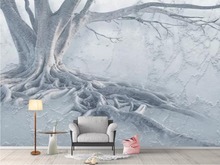 Artistic sense tree root relief 3d TV background wall decoration wallpaper murals 2024 - buy cheap