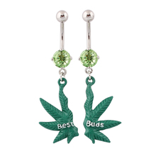 Navel rings Best Buds Green Maple Leaf belly button ring body piercing body jewelry Wholesale 14G Surgical Steel 2024 - buy cheap