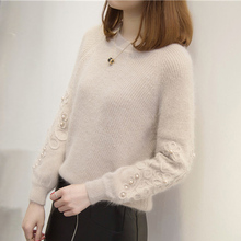 Autumn and winter Sweater New Fashion Cashmere Wool Women Warm Solid Sweater Casual Full Sleeve Loose Pullovers Computer Knitted 2024 - buy cheap