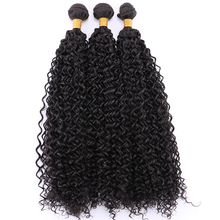 Pelo Rizado afro negro Natural, extensiones de cabello sintético de fibra de tissalvia de alta temperatura, tejido de cabello 2024 - compra barato