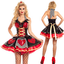 Queen Of Hearts Costume Cosplay Women Sexy Medieval Gothic Dress Costume With Crown And Petticoat Helloween Party Fancy Dress 2024 - buy cheap