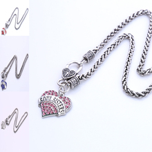 New Arrival fashion rhodium plated zinc studded with sparkling crystals LOVE/MUM/NIECE/SOUL SISTERS heart pendant necklace 2024 - buy cheap