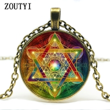 2018/ hot sale, glamour magic six-pointed star glass pendant necklace, men and women wear necklace. 2024 - buy cheap
