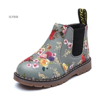 Crianças botas de tornozelo meninas meninos floral flor impressão chelsea botas meninas botas de outono crianças sapatos de inverno tamanho 21-36 2024 - compre barato