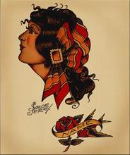 Pôster decorativo sailor jerry, tatuagem vintage, seda, pintura decorativa, 24x36 polegadas 2024 - compre barato