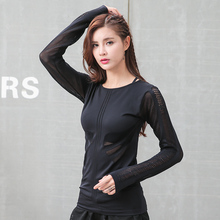 Women Yoga Shirts Slim Running Shirt Solid Fitness Long Sleeve Hollow Out Sportwear T-shirt Training Tee Tops Gym Workout Blouse 2024 - buy cheap