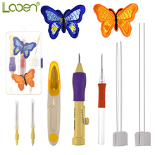 Looen Magic Embroidery Stitching Punch Pen Set with Embroidered Butterfly Patterns Punch Needle for Threaders DIY Tool With Case 2024 - buy cheap