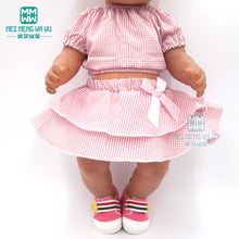 Doll clothes Pink plaid suit fit 43cm baby new born doll and american doll accessories 2024 - buy cheap